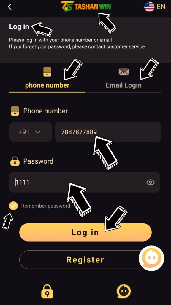 Tashan win Login